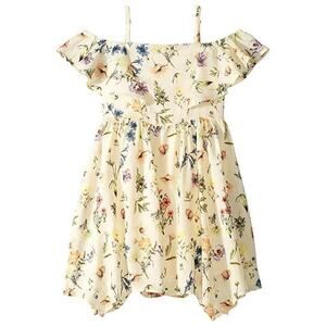 BCBGirls Girls Floral Cold Shoulder Dress Size 4 Ruffle Trim Polyester Blend